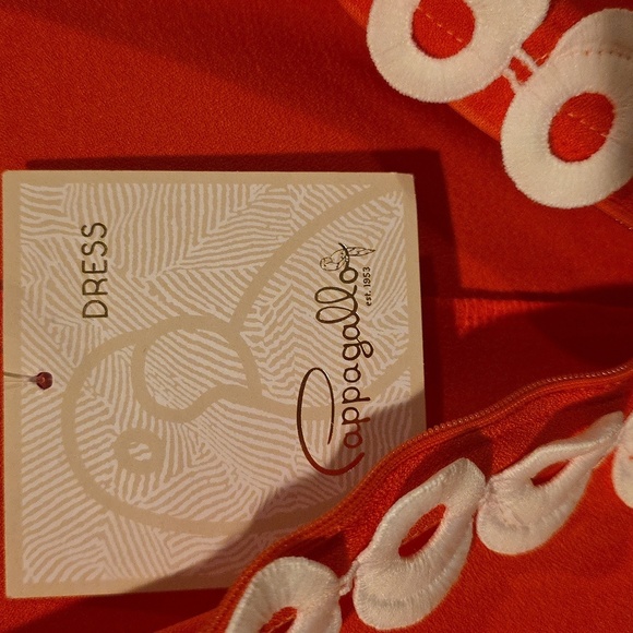 (J34) Sleeveless Red Dress with White Trim - Picture 4 of 5